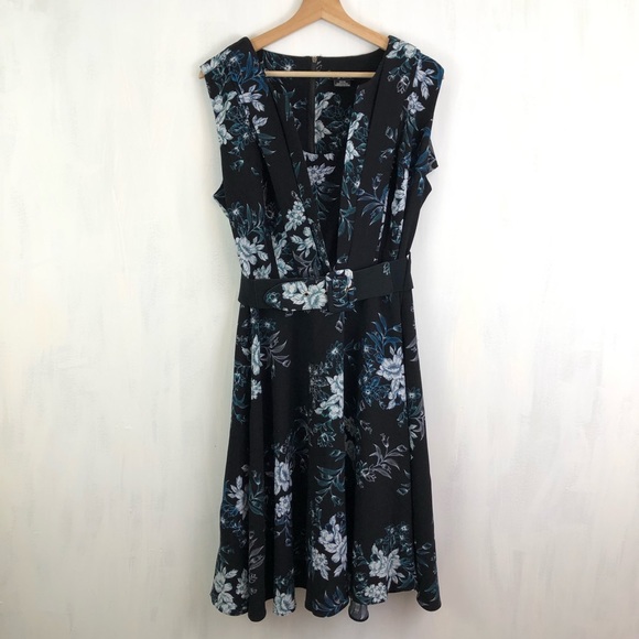 City Chic Electric Bouquet Belted Midi Dress 14 95 - Picture 2 of 7